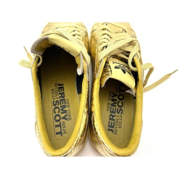 Adidas JS Rod Laver Jeremy Scott Gold Sneakers D65861 Men's 7.5 Snakeskin Shoes - Picture 12 of 16